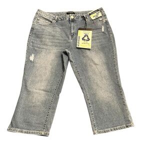 🆕 d.jeans High Waisted Distressed Denim Capri Jeans Size 14